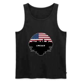 Lincoln Nebraska USA Drapeau Skyline Silhouette Trave - Débardeur bio Premium Homme - noir - Devant - Michal (187cm)
