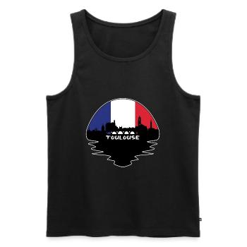 Toulouse France Drapeau Skyline Silhouette Travel - Débardeur bio Premium Homme - noir - Devant - Michal (187cm)