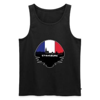 Strasbourg France Flag Skyline Silhouette Voyage - Débardeur bio Premium Homme - noir - Devant - Michal (187cm)