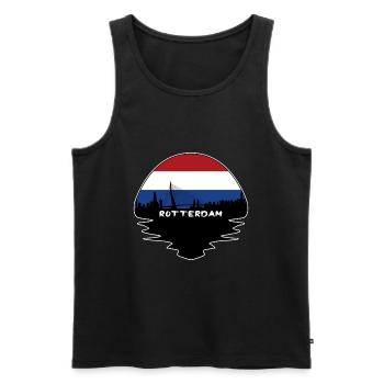 Rotterdam-Niederlande-Flaggen-Skyline-Schattenbild Trav - Männer Premium Bio Tank Top - Schwarz - Vorne - AI Model Male 178 light (178cm)