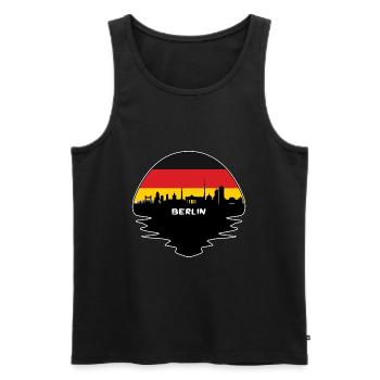 Berlin Allemagne Flag Skyline Silhouette Voyage - Débardeur bio Premium Homme - noir - Devant - AI Model Male 178 light (178cm)