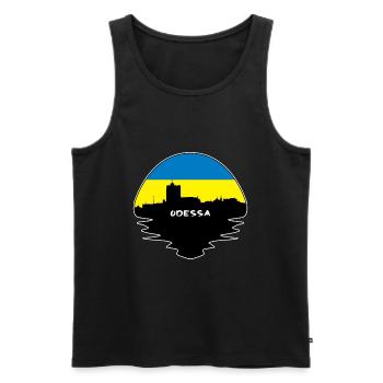 Odessa Ukraine Flag Skyline Silhouette Travel - Men's Premium Organic Tank Top - black - Front - AI Model Male 178 light (178cm)