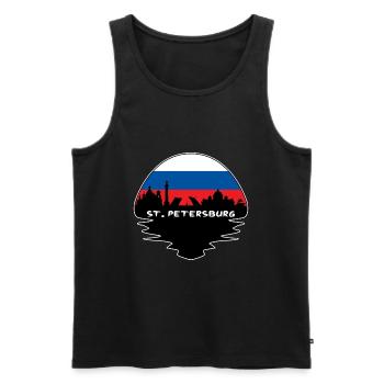 Saint-Pétersbourg Russie Drapeau Skyline Silhouette Trave - Débardeur bio Premium Homme - noir - Devant - Michal (187cm)