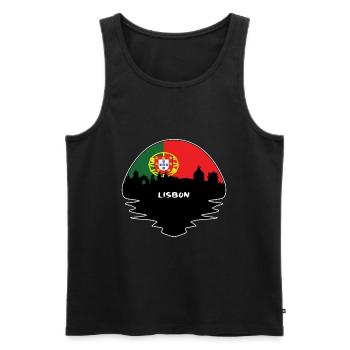 Lisbonne Portugal Flag Skyline Silhouette Voyage - Débardeur bio Premium Homme - noir - Devant - Michal (187cm)