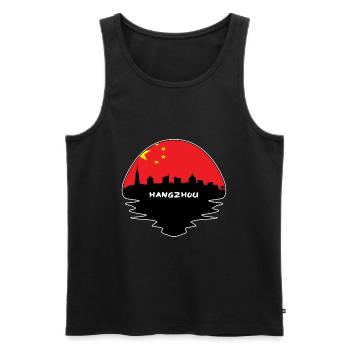 Hangzhou-China-Flaggen-Skyline-Schattenbild-Reise - Männer Premium Bio Tank Top - Schwarz - Vorne - AI Model Male 178 light (178cm)