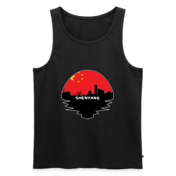 Shenyang Chine Drapeau Skyline Silhouette Travel - Débardeur bio Premium Homme - noir - Devant - Michal (187cm)