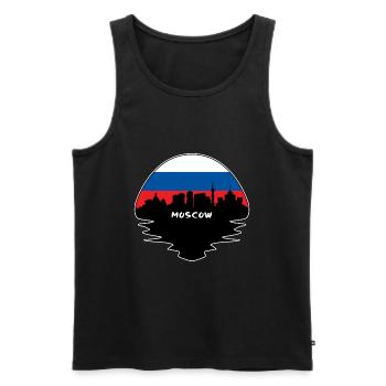 moscou, russie, drapeau, horizon, silhouette, voyage - Débardeur bio Premium Homme - noir - Devant - Michal (187cm)