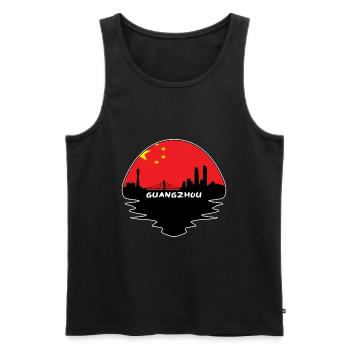 Guangzhou-China-Flaggen-Skyline-Schattenbild-Reise - Männer Premium Bio Tank Top - Schwarz - Vorne - AI Model Male 178 light (178cm)