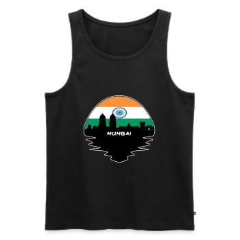 Mumbai India Flag Skyline Silhouette Travel - Men's Premium Organic Tank Top - black - Front - AI Model Male 178 light (178cm)