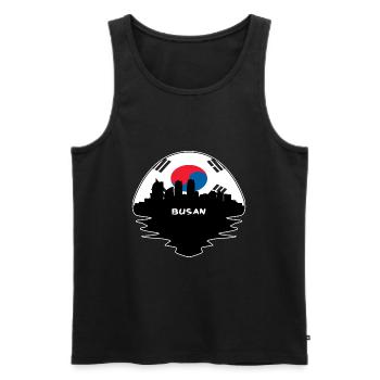 Busan South Korea Flag Skyline Silhouette Travel - Men's Premium Organic Tank Top - black - Front - Michal (187cm)