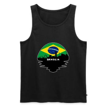 Brasilia Brazil Flag Skyline Silhouette Travel - Men's Premium Organic Tank Top - black - Front - Michal (187cm)