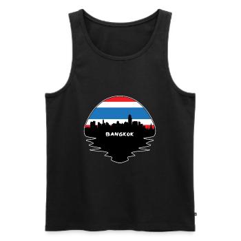 Bangkok Thaïlande Flag Skyline Silhouette Voyage - Débardeur bio Premium Homme - noir - Devant - Michal (187cm)