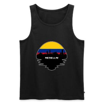 Medellin Colombie Flag Skyline Silhouette Voyage - Débardeur bio Premium Homme - noir - Devant - AI Model Male 178 light (178cm)