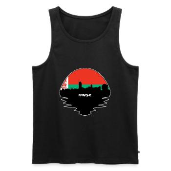 Minsk Weißrussland Flagge Skyline Silhouette Reisen - Männer Premium Bio Tank Top - Schwarz - Vorne - AI Model Male 178 light (178cm)