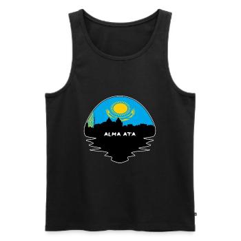 Alma Ata Kasachstan Flagge Skyline Silhouette Reisen - Männer Premium Bio Tank Top - Schwarz - Vorne - AI Model Male 178 light (178cm)