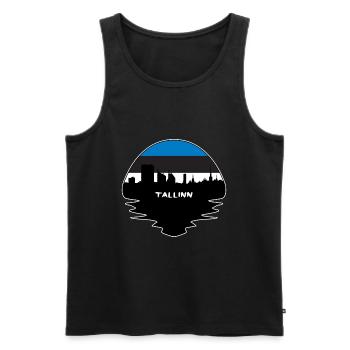 Tallinn Estland Flagge Skyline Silhouette Reisen - Männer Premium Bio Tank Top - Schwarz - Vorne - AI Model Male 178 light (178cm)