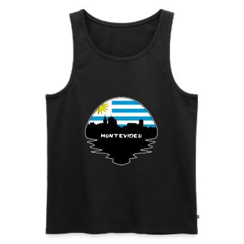 Montevideo Uruguay Flagge Skyline Silhouette Reisen - Männer Premium Bio Tank Top - Schwarz - Vorne - AI Model Male 178 light (178cm)