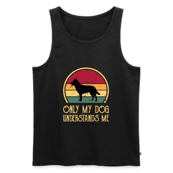 Chien australien Amour Silhouette Rétro Coucher de soleil - Débardeur bio Premium Homme - noir - Devant - Michal (187cm)