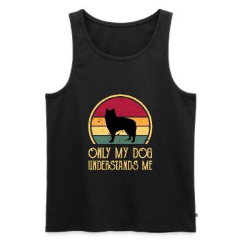 Alaskan Malamute Hundeliebhaber Silhouette Retro Sonnenuntergang - Männer Premium Bio Tank Top - Schwarz - Vorne - Michal (187cm)