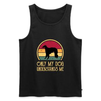 Borzoi Dog Lover Silhouette Vintage Sunset - Men's Premium Organic Tank Top - black - Front - Michal (187cm)