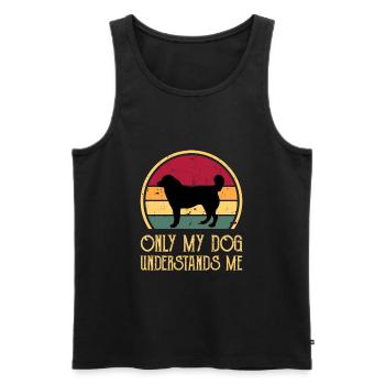 Bucovina Berger Chien Amour Silhouette Rétro Coucher de Soleil - Débardeur bio Premium Homme - noir - Devant - Michal (187cm)