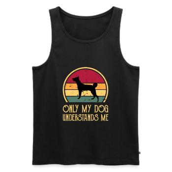 Cretan Hound Dog Lover Silhouette Vintage Sunset - Men's Premium Organic Tank Top - black - Front - Michal (187cm)