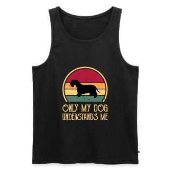 Cesky Terrier Hundeliebhaber Silhouette Vintage Sonnenuntergang - Männer Premium Bio Tank Top - Schwarz - Vorne - Michal (187cm)