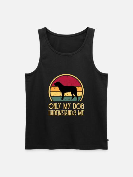 Cao De Castro Laboreiro Dog Silhouette Retro Sun - Men's Premium Organic Tank Top - black