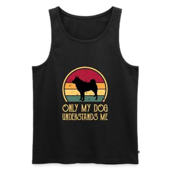 Finnischer Spitz Hundeliebhaber Silhouette Vintage Sonnenuntergang - Männer Premium Bio Tank Top - Schwarz - Vorne - AI Model Male 178 light (178cm)