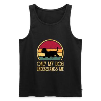Dandie Dinmont Terrier Chien Silhouette Rétro Coucher de Soleil - Débardeur bio Premium Homme - noir - Devant - Michal (187cm)