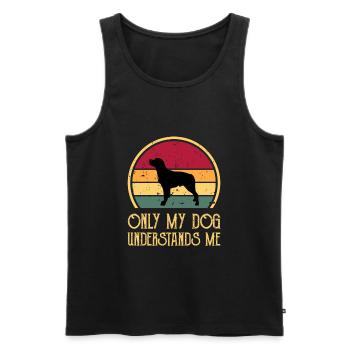 French Brittany Dog Love Silhouette Vintage Sunset - Men's Premium Organic Tank Top - black - Front - AI Model Male 178 light (178cm)