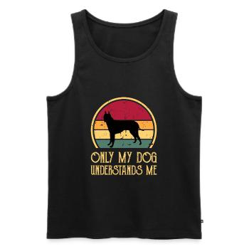 Englisch White Terrier Hund Silhouette Retro Sonnenuntergang - Männer Premium Bio Tank Top - Schwarz - Vorne - Michal (187cm)