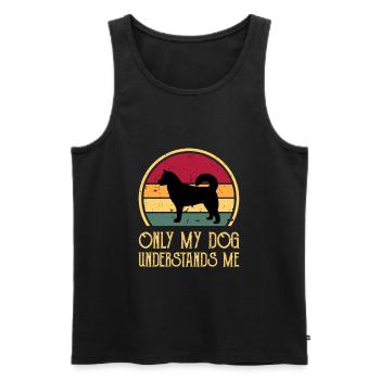 Ostsibirische Laika Hund Silhouette Retro Sonnenuntergang - Männer Premium Bio Tank Top - Schwarz - Vorne - Michal (187cm)