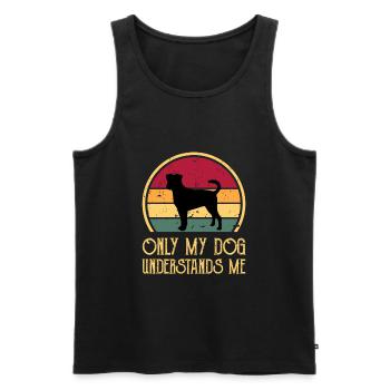 Chien de ferme suédois danois Silhouette Retro Coucher de soleil - Débardeur bio Premium Homme - noir - Devant - AI Model Male 178 light (178cm)