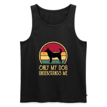 Jindo Dog Silhouette Vintage Sunset for Dog Lovers - Men's Premium Organic Tank Top - black - Front - Michal (187cm)