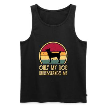 Lièvre Indian Dog Lover Silhouette Vintage Sunset - Débardeur bio Premium Homme - noir - Devant - Michal (187cm)
