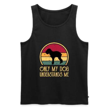 Griffon Bruxellois Dog Silhouette Retro Sunset - Men's Premium Organic Tank Top - black - Front - Michal (187cm)