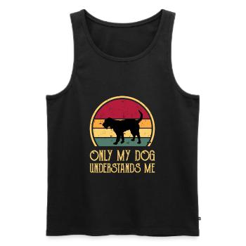 Griffon Nivernais Chien Amour Silhouette Rétro Coucher de Soleil - Débardeur bio Premium Homme - noir - Devant - Michal (187cm)
