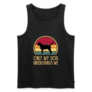 Griffon Fauve De Bretagne Dog Silhouette Retro - Men's Premium Organic Tank Top - black - Front - AI Model Male 178 light (178cm)