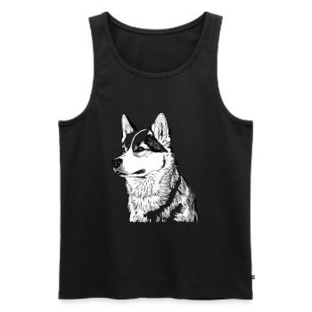 Nette Husky Hund Rasse Kopf Cartoon Illustration - Männer Premium Bio Tank Top - Schwarz - Vorne - AI Model Male 178 light (178cm)