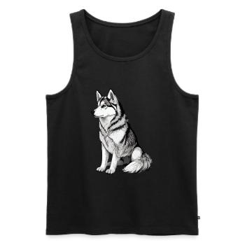 Nette Husky Hund Rasse Kopf Cartoon Illustration - Männer Premium Bio Tank Top - Schwarz - Vorne - AI Model Male 178 light (178cm)