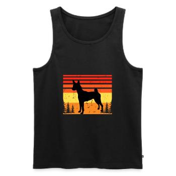 Basenji Hundeliebhaber Silhouette Vintage Sonnenuntergang - Männer Premium Bio Tank Top - Schwarz - Vorne - Michal (187cm)