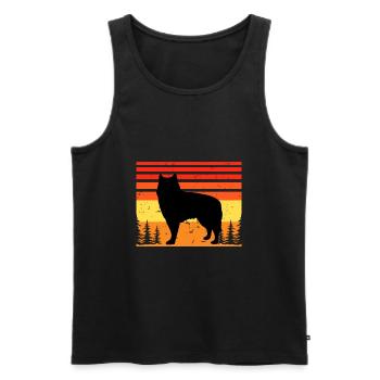 Alaskan Malamute Hundeliebhaber Silhouette Retro Sonnenuntergang - Männer Premium Bio Tank Top - Schwarz - Vorne - Michal (187cm)