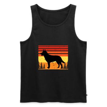 Chien australien Amour Silhouette Rétro Coucher de soleil - Débardeur bio Premium Homme - noir - Devant - Michal (187cm)