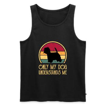 Westie Dog Lover Silhouette Vintage Sunset - Débardeur bio Premium Homme - noir - Devant - Michal (187cm)