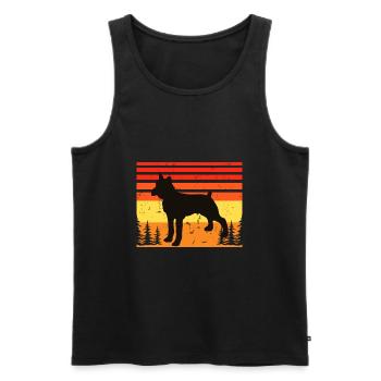 Boxer Hund Silhouette Vintage Sonnenuntergang für Hundeliebhaber - Männer Premium Bio Tank Top - Schwarz - Vorne - AI Model Male 178 light (178cm)