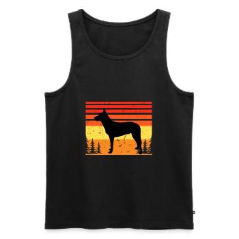Berger Belge Tervuren Chien Silhouette Rétro - Débardeur bio Premium Homme - noir - Devant - Michal (187cm)