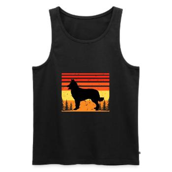 Chien de berger croate Amour Silhouette Rétro Coucher de soleil - Débardeur bio Premium Homme - noir - Devant - Michal (187cm)