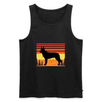 Tschechoslowakischer Wolfshund Hund Silhouette Retro Sonnenuntergang - Männer Premium Bio Tank Top - Schwarz - Vorne - AI Model Male 178 light (178cm)