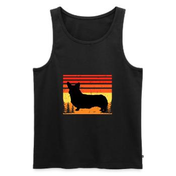 Corgi Dog Silhouette Vintage Sunset for Dog Lovers - Men's Premium Organic Tank Top - black - Front - Michal (187cm)